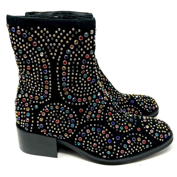 Jeffrey Campbell x Free People Boots Ankle Black Rhinestones Embellished 7.5 - Picture 5 of 12